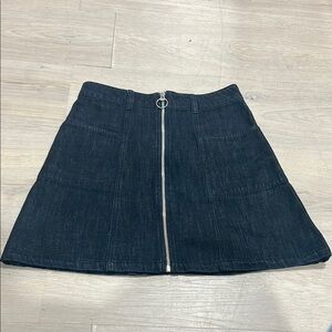 HANDSOM Blue A-Line Mini Skirt with Silver Zipper